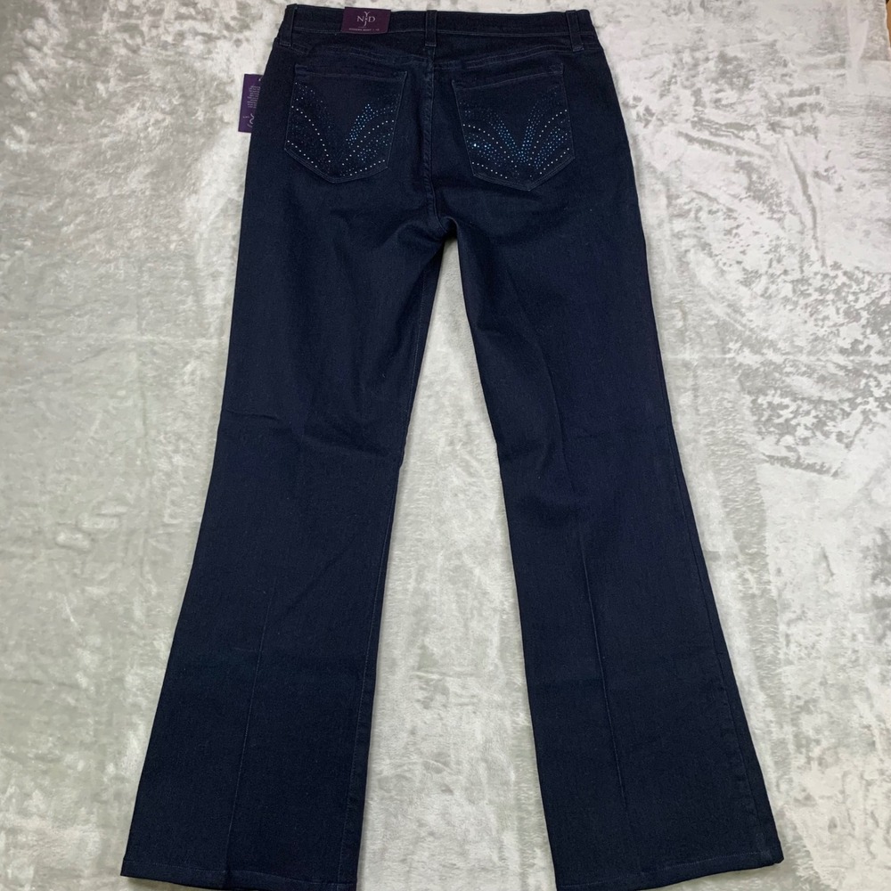 NYDJ Modern Bootcut Jeans Womens 10 Dark Blue 31x31 Rhinestone Lift Tuck NWT USA
